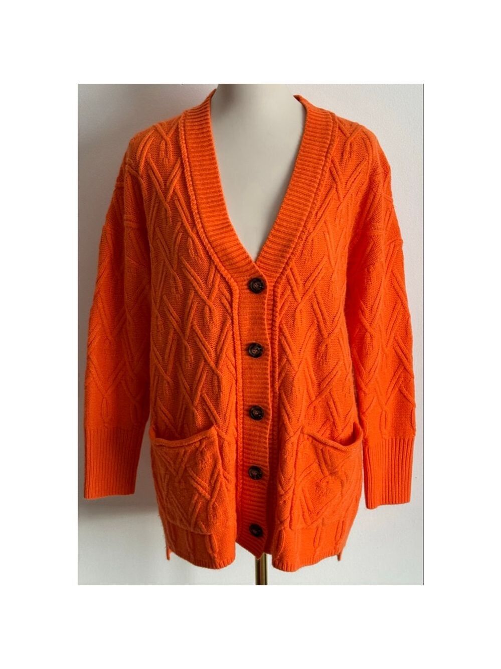 Women's KIRUNDO Orange Cable Knit Cardigan M